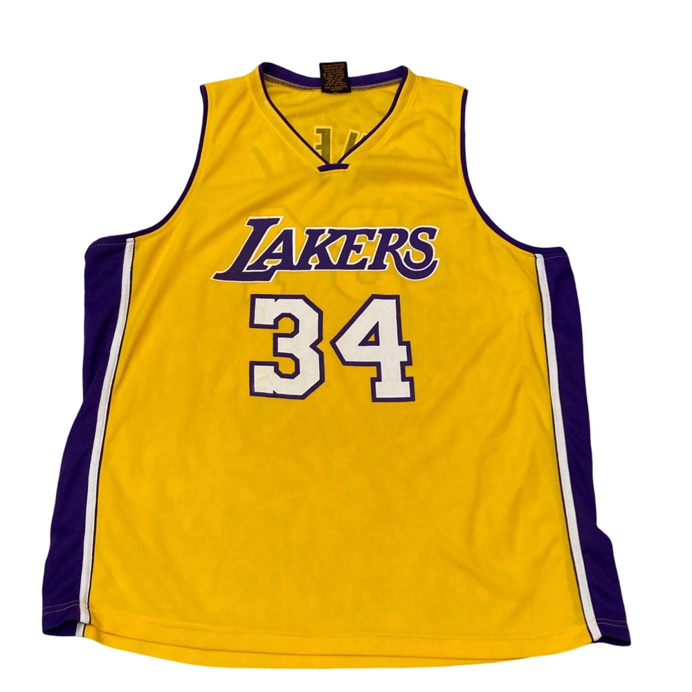 Shaquille O'Neal LA Lakers Jersey 34 Yellow Purple Links Marketing Group Mens XL